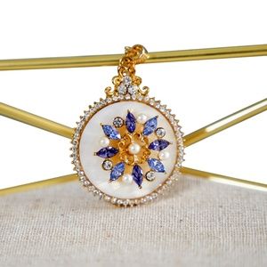 Vintage Purple Flower Pendant Necklace